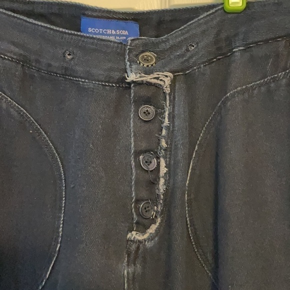 Scotch & Soda Amsterdam’s High Waisted Dropped Crotch Button Down Front Jeans - Picture 2 of 7